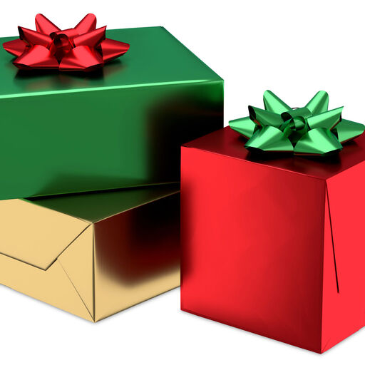 Red, Green, Gold Foil 3-Pack Christmas Wrapping Paper, 60 sq. ft., 