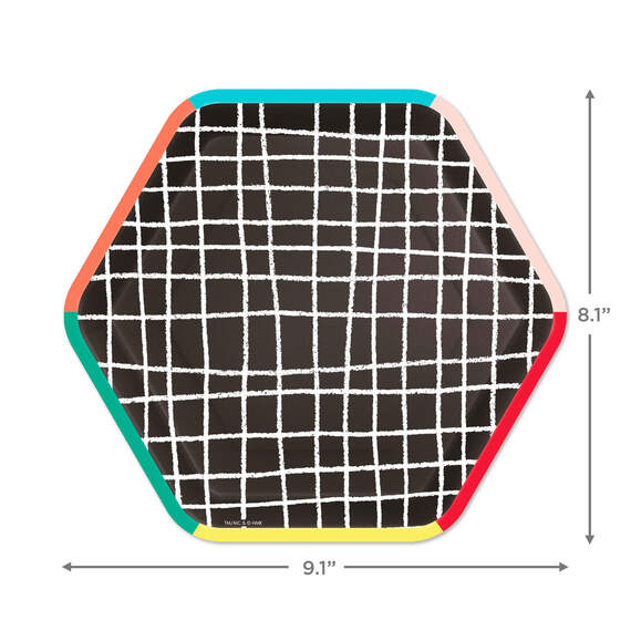 Black Grid Hexagonal Dessert Plates, Set of 8, , large image number 3