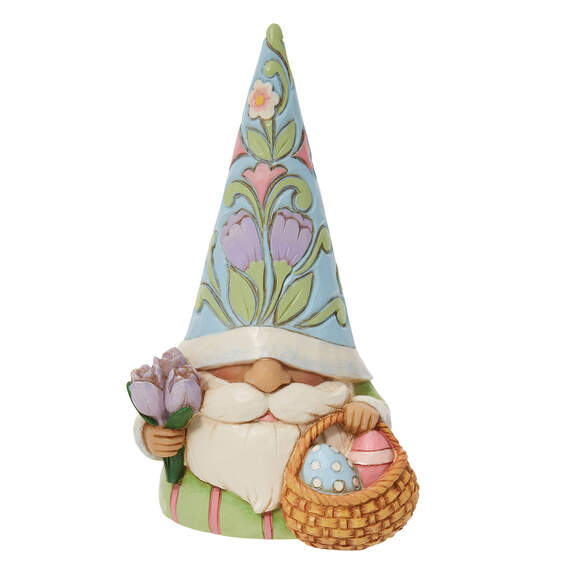 Jim Shore Gnome With Easter Basket Figurine, 4.9"