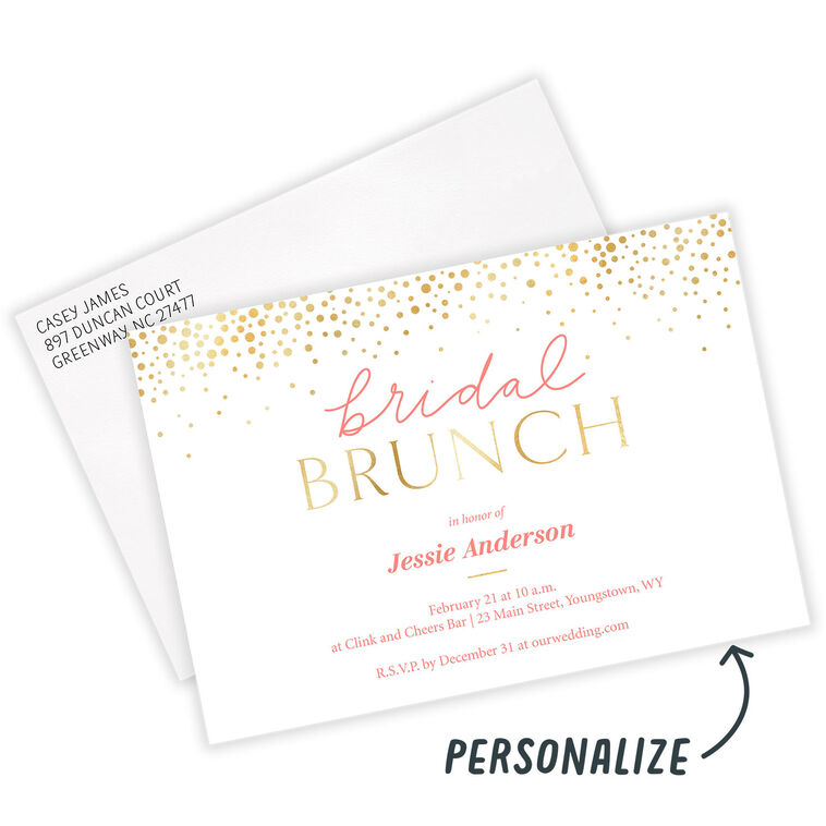 Gold Shimmer Brunch Bridal Shower Invitation, , large image number 2