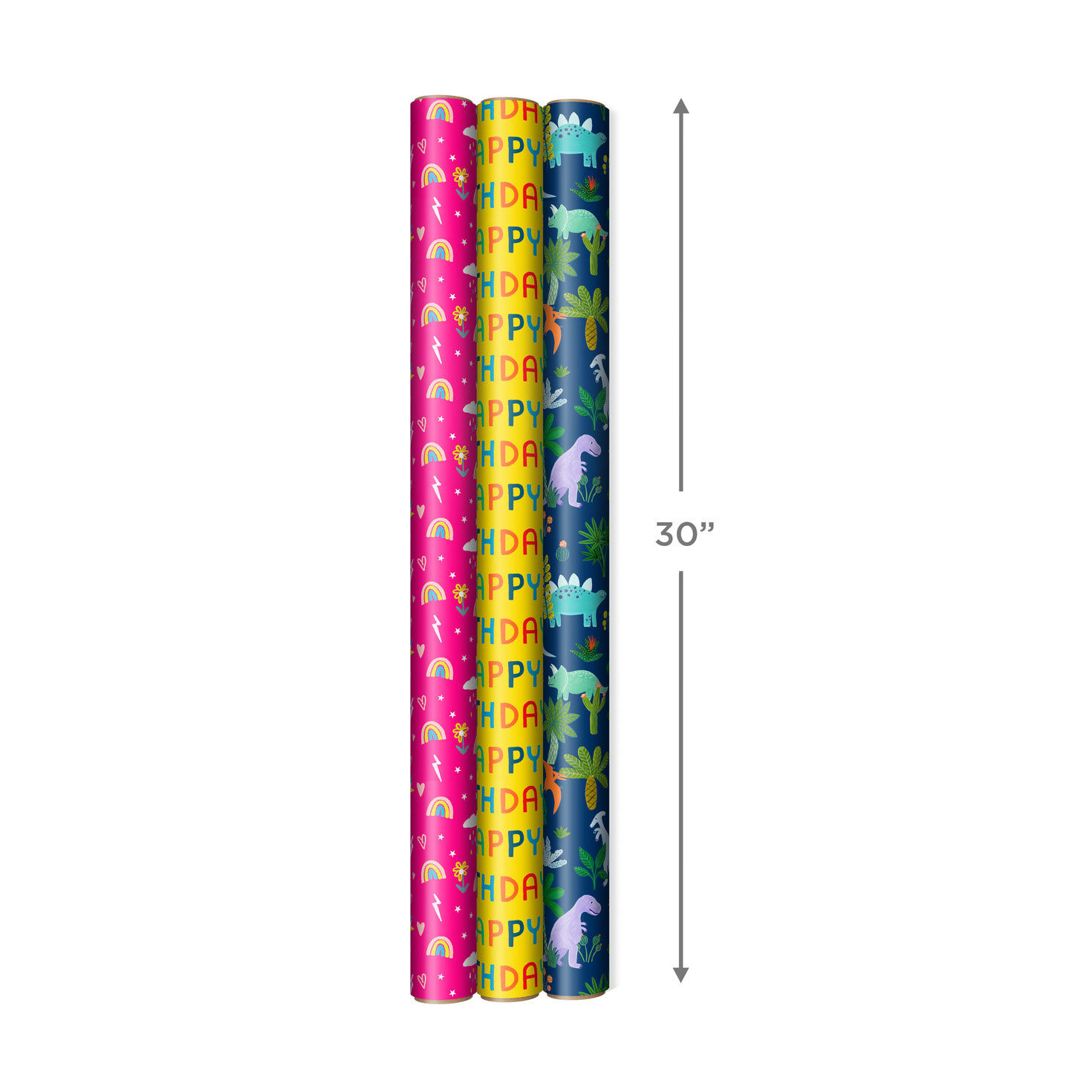 Birthday Gift Wrap Roll Trio For Boys and Girls measurement image number 7