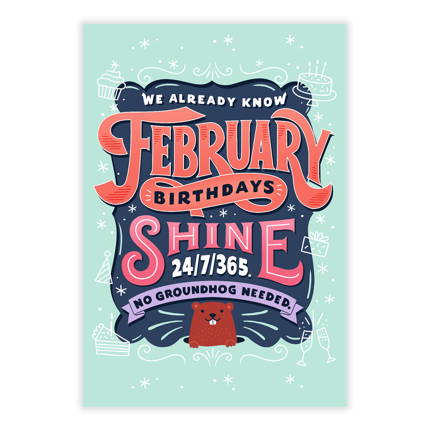 February Groundhog Personalized Birthday Card front image number 2