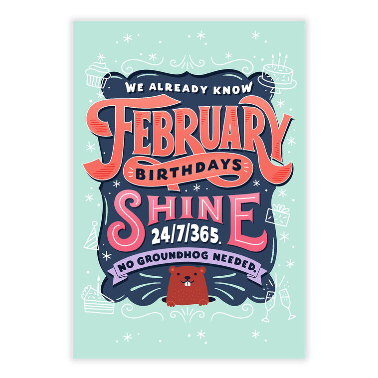 February Groundhog Personalized Birthday Card front image number 2