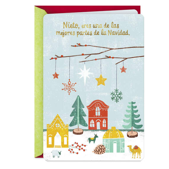 Your Joyful Spirit Spanish-Language Christmas Card for Grandson, , large image number 1