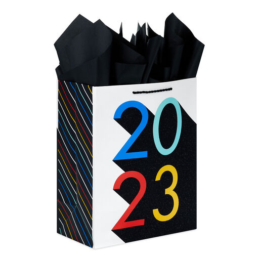13" Colorful 2023 Large Graduation Gift Bag With Tissue Paper, 