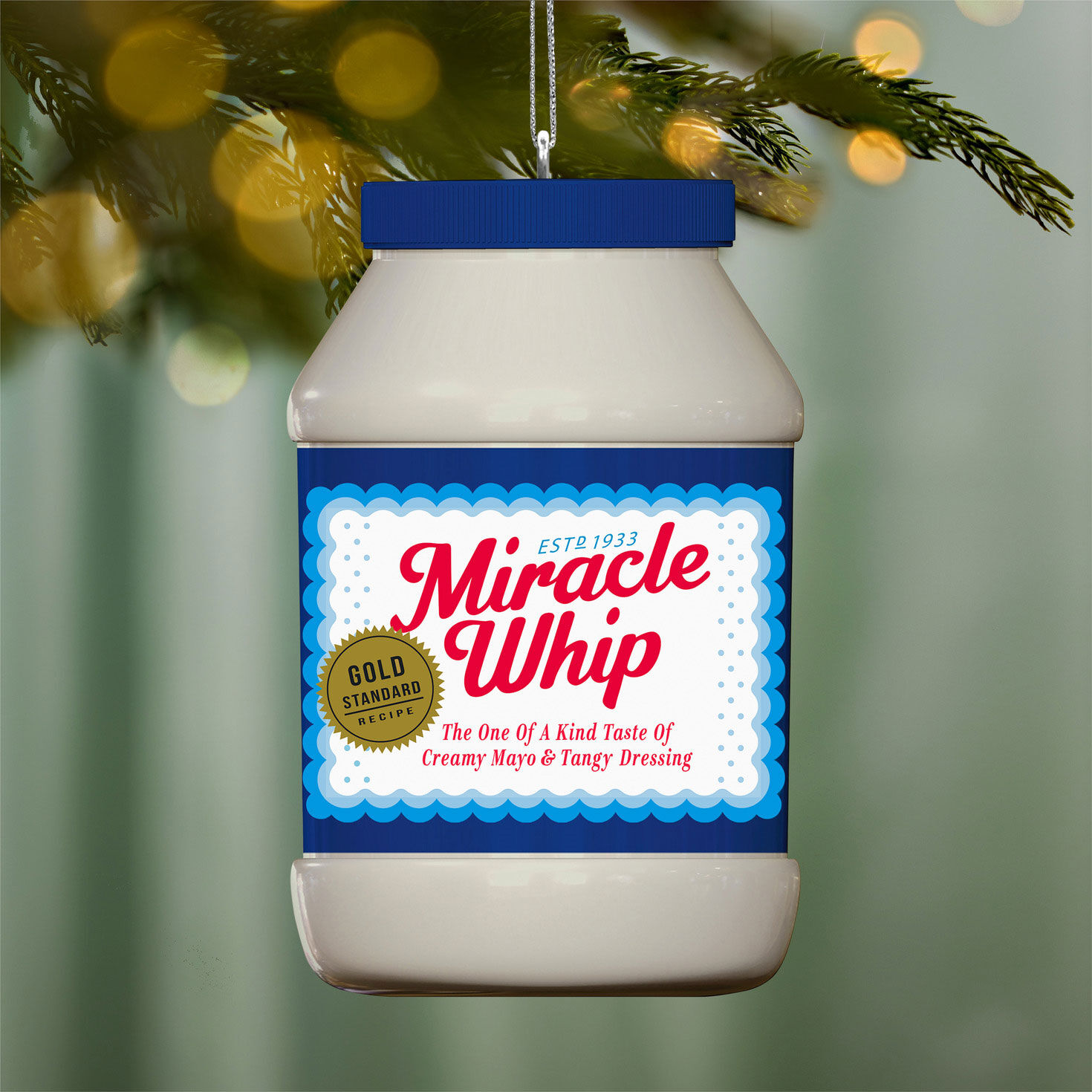 Jar of Miracle Whip Keepsake Ornament hanging on tree image number 2