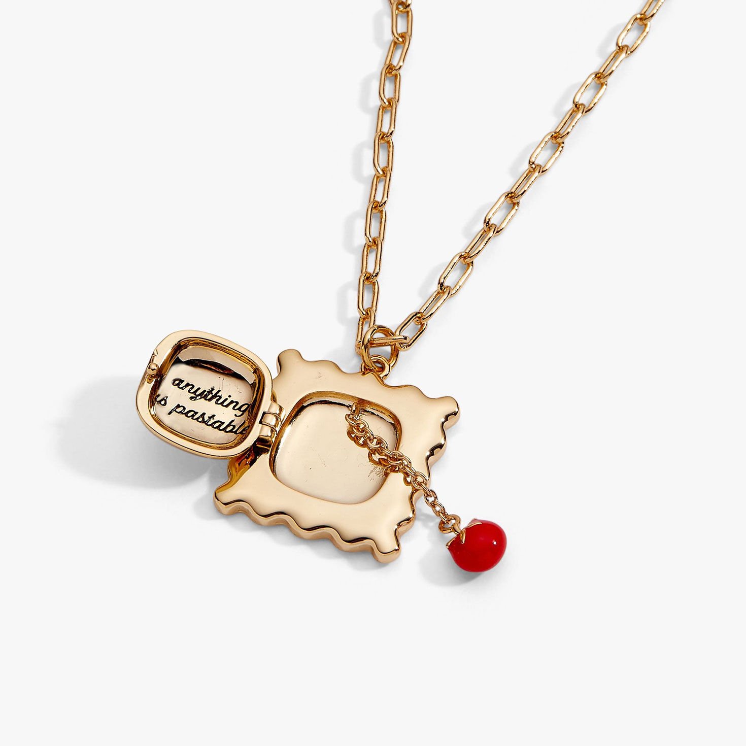 Alex And Ani Pasta Girl 'Anything Is Pastable' Ravioli Locket Pendant upclose view image number 3