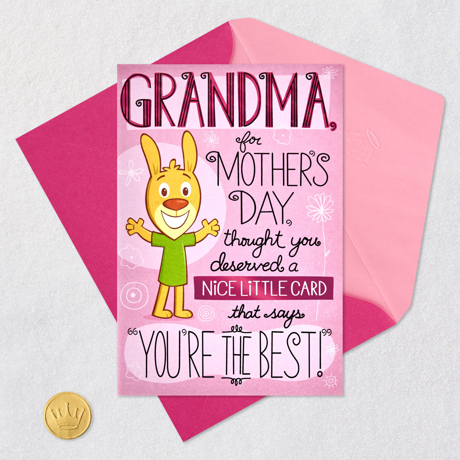 Bunny Cartoon Funny Mother's Day Card for Grandma Card with envelope and Seal image number 7