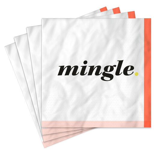 Black and White "Mingle" Cocktail Napkins, Set of 16, 