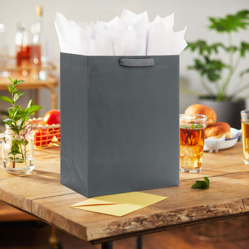 13" Gray Large Gift Bag, 