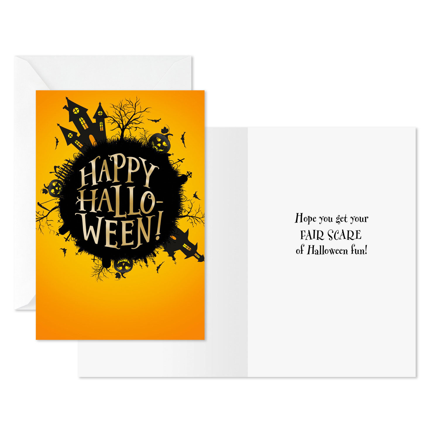 Spooky House on Hill Halloween Cards Card Front with Sentiment image number 2