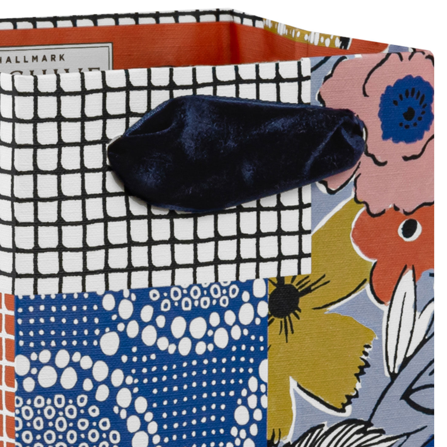 Vibrant Vintage Patchwork Wine Gift Bag Handle Detail image number 4