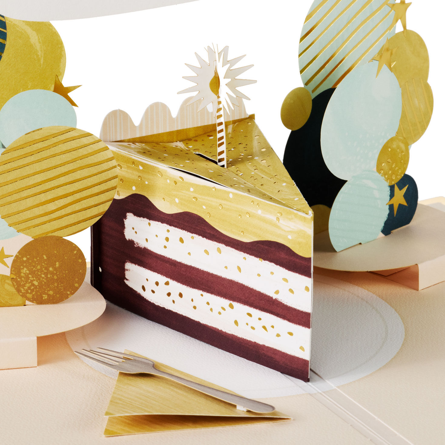 Gold Chocolate Cake Pop-Up Birthday Card pop-up detail image number 4