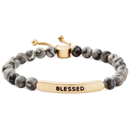 Jewelry Hallmark Blessed Gray Agate Stretch Bolo Bracelet