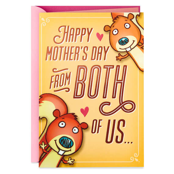 Cute Squirrels Funny Pop-Up Mother's Day Card From Both, , large image number 1