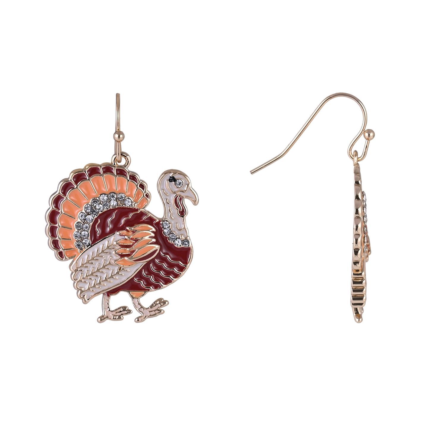 Enamel Turkey Earrings front and side image number 2