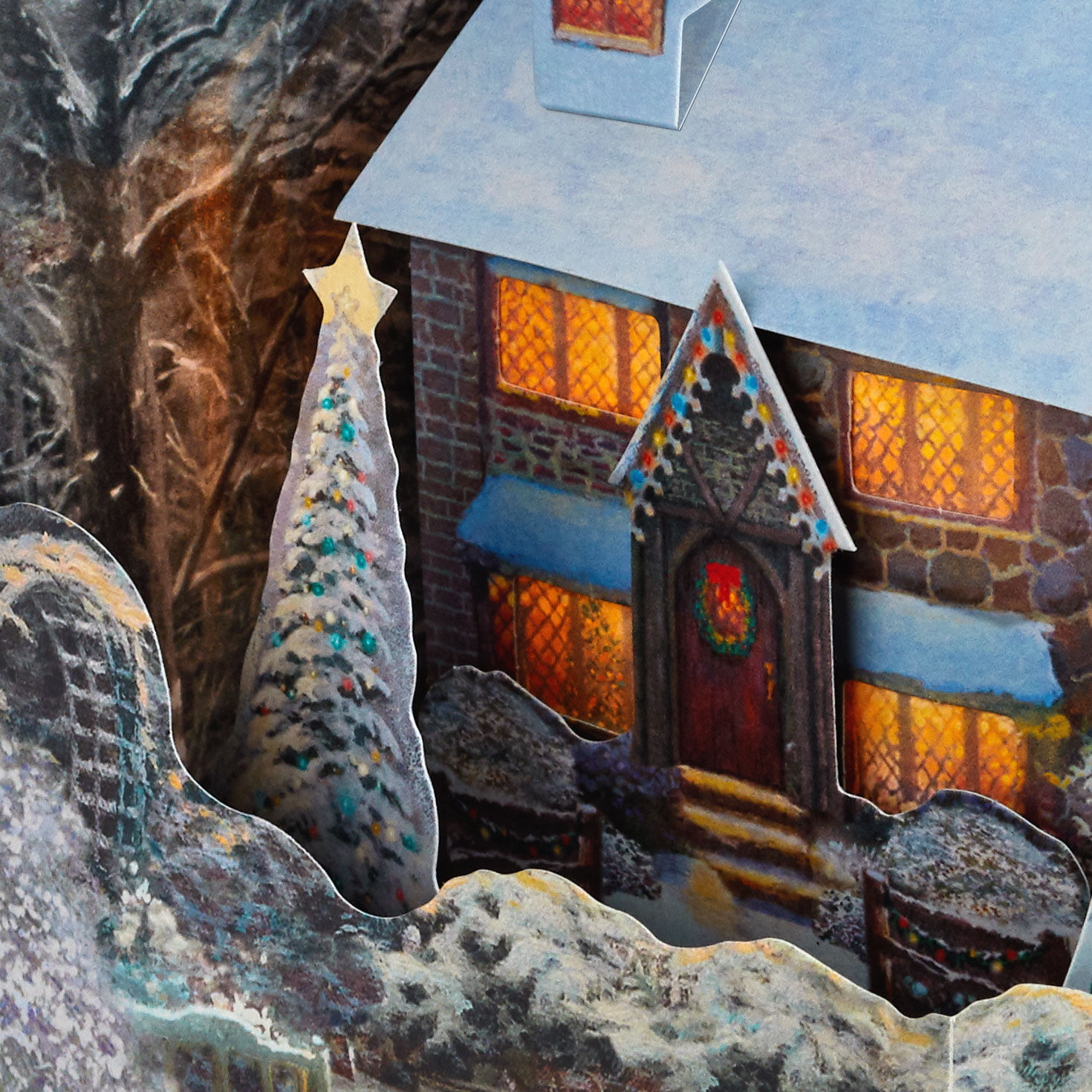 Thomas Kinkade Musical Pop-Up Christmas Card Card front detail image number 4