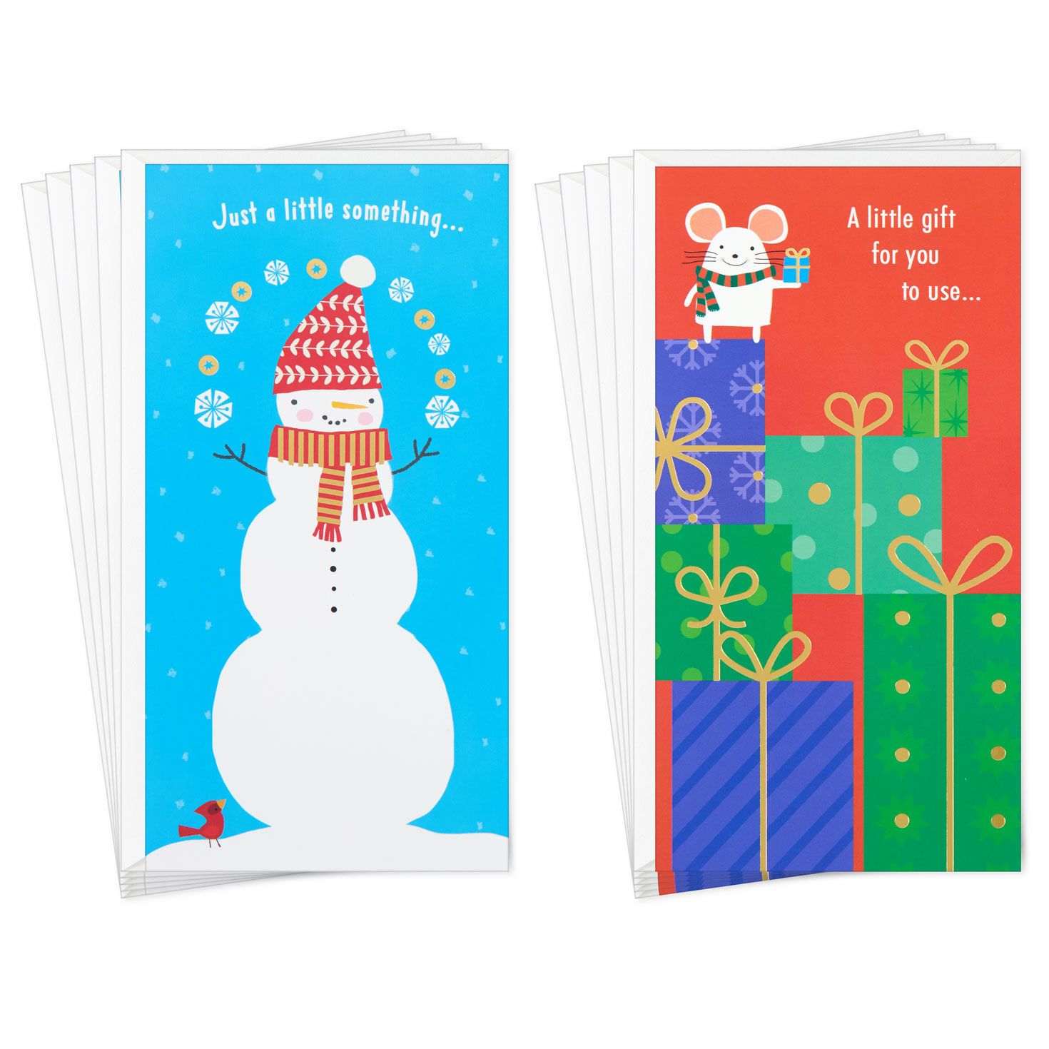 Mouse and Gifts Money Holder Christmas Cards, Pack of 10