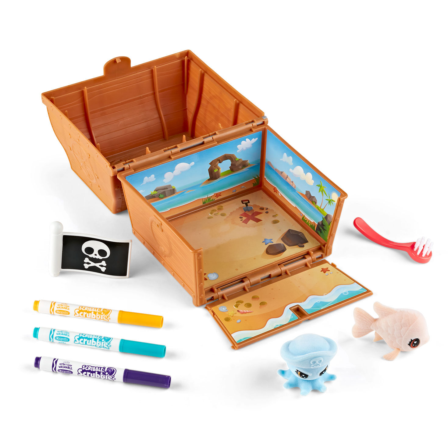 Crayola Scribble Scrubbie Glow Treasure Chest With 2 Ocean Pets, , large image number 1