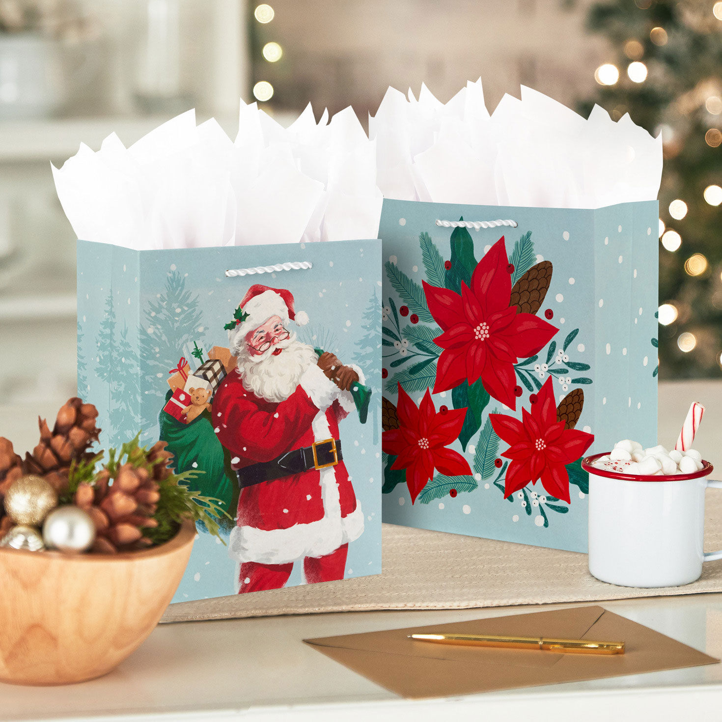 8.8 Red and Gray 6 Pack Assortment Medium Christmas Gift Bags Gift Bags Hallmark