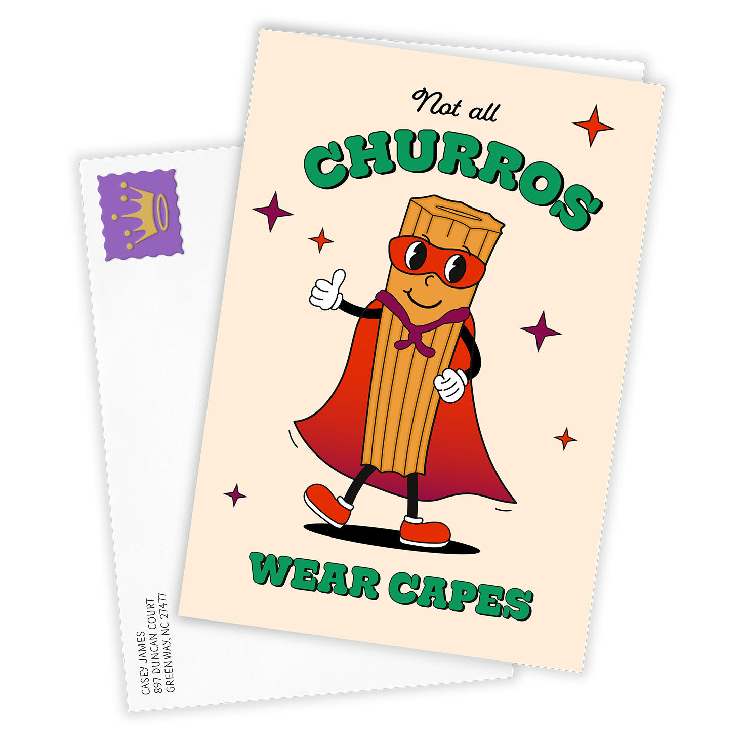 Churro Super Hero Personalized Thank You Card Card Front with Envelope image number 2