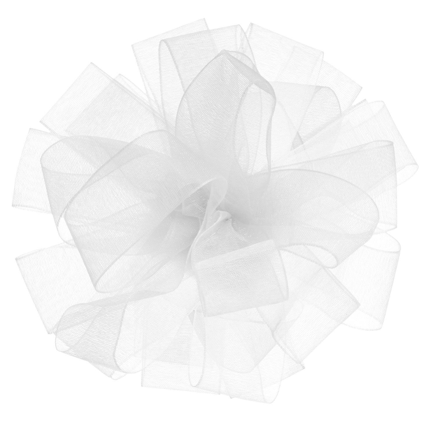 4.6" White Sheer Ribbon Gift Bow, , large image number 1