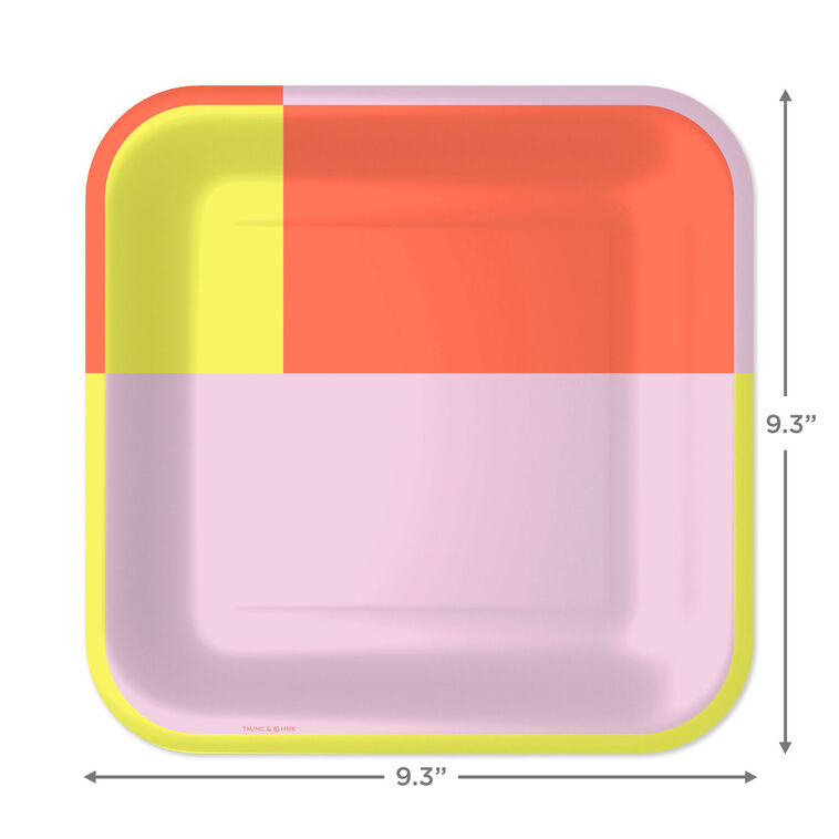 Yellow, Pink and Orange Color Block Dinner Plates, Pack of 8 - Party ...