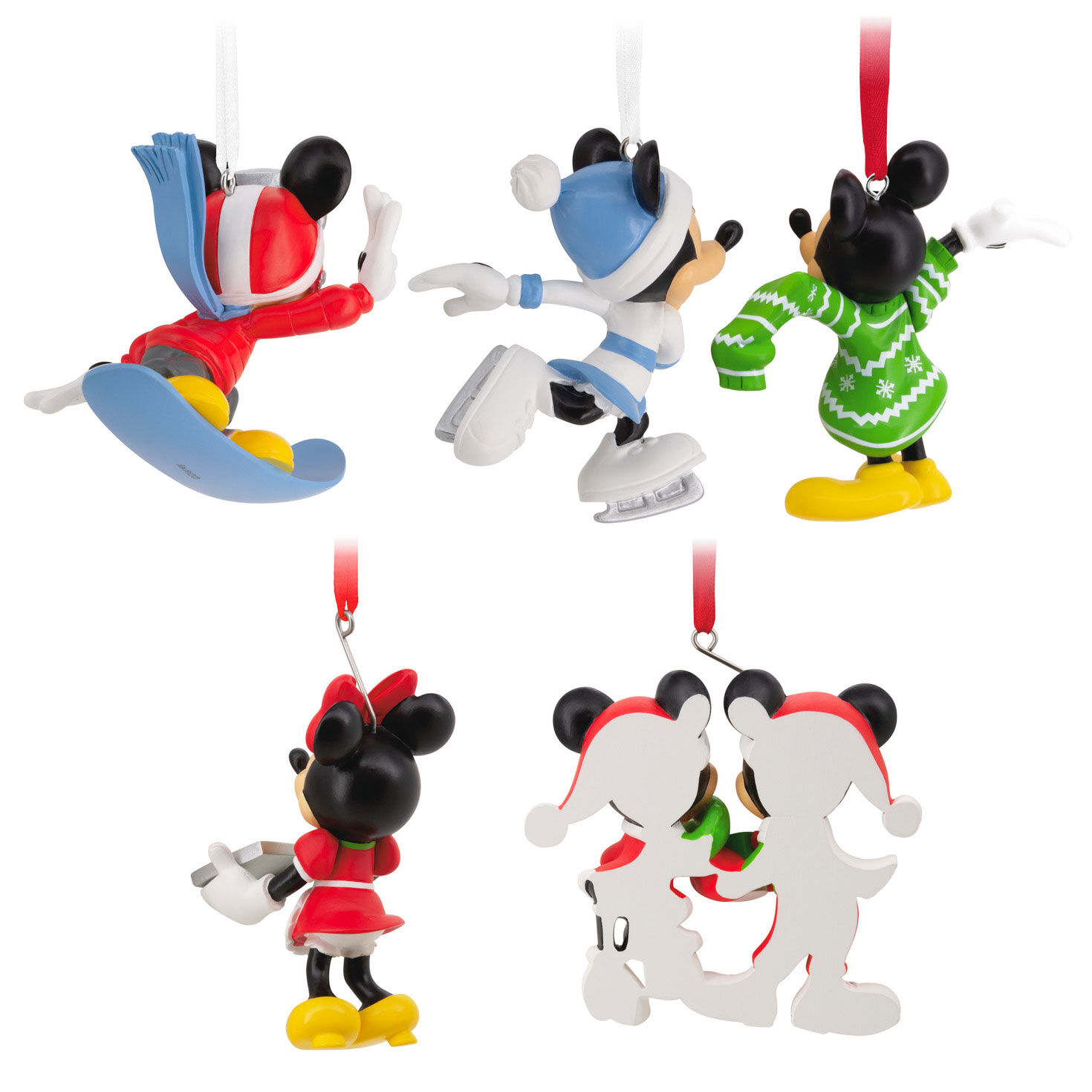 Set of 5 Mickey and Minnie Christmas Ornaments back image number 6