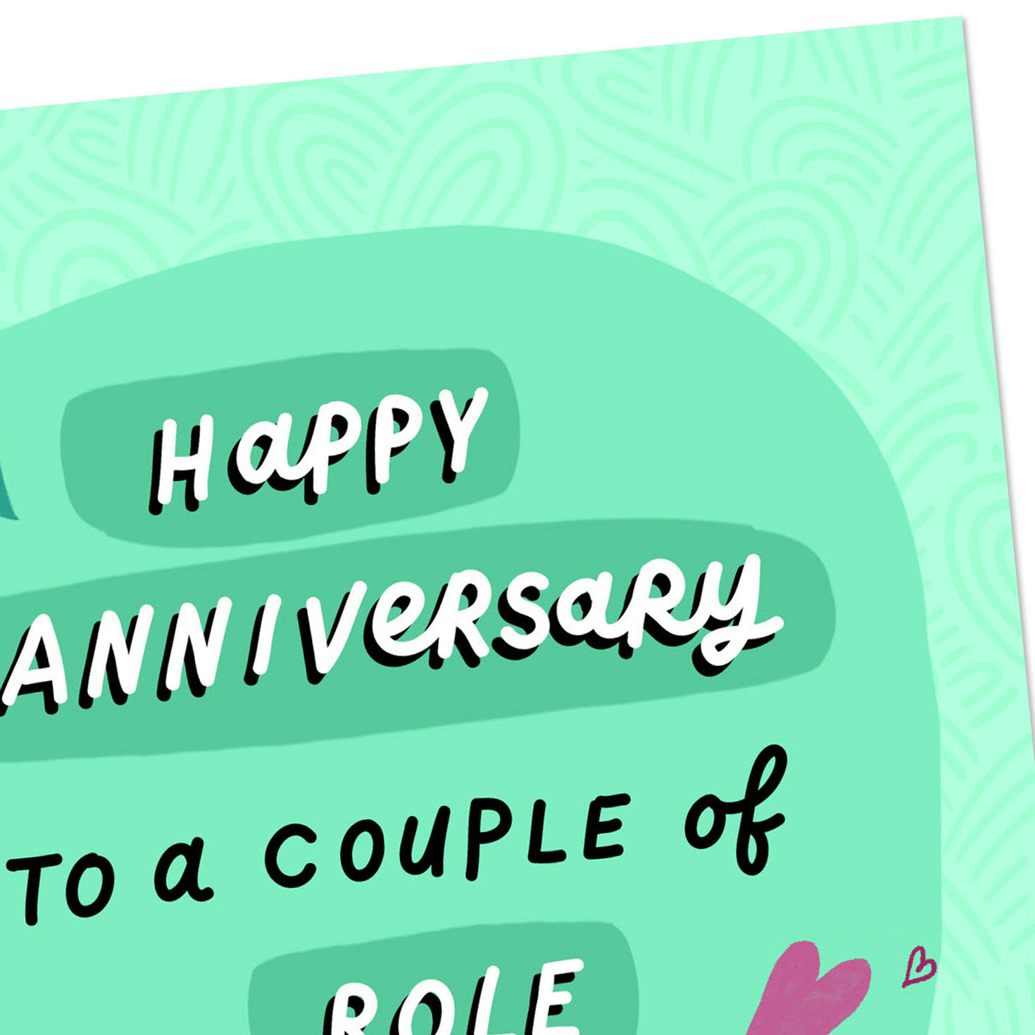 Critter and Hearts on Green Anniversary Card Card Front Detail image number 4