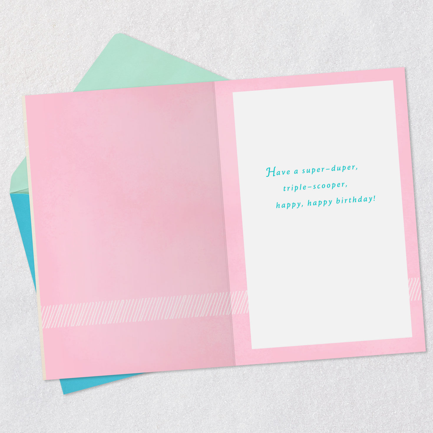 Peanuts Snoopy Ice Cream Cone Birthday Card Open card with envelope image number 3