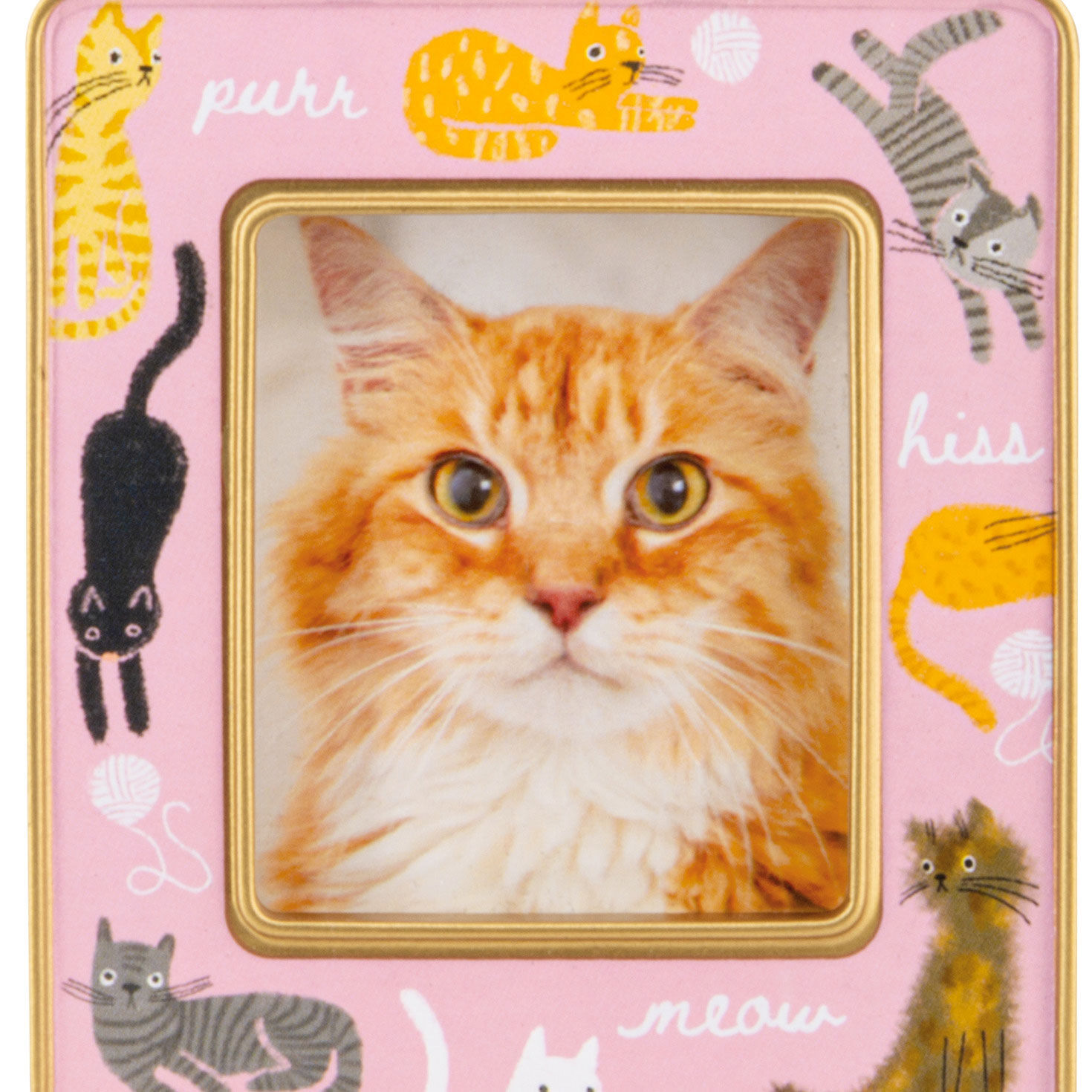 Cats on Pink Photo Frame Christmas Ornament closeup view image number 5