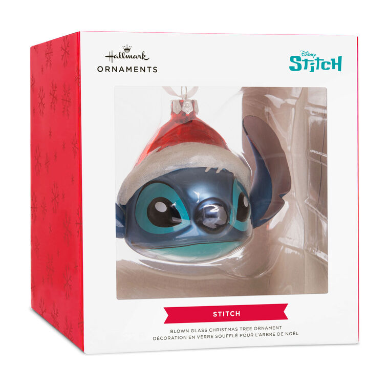 Disney Lilo & Stitch in Santa Hat Blown Glass Hallmark Ornament, , large image number 6