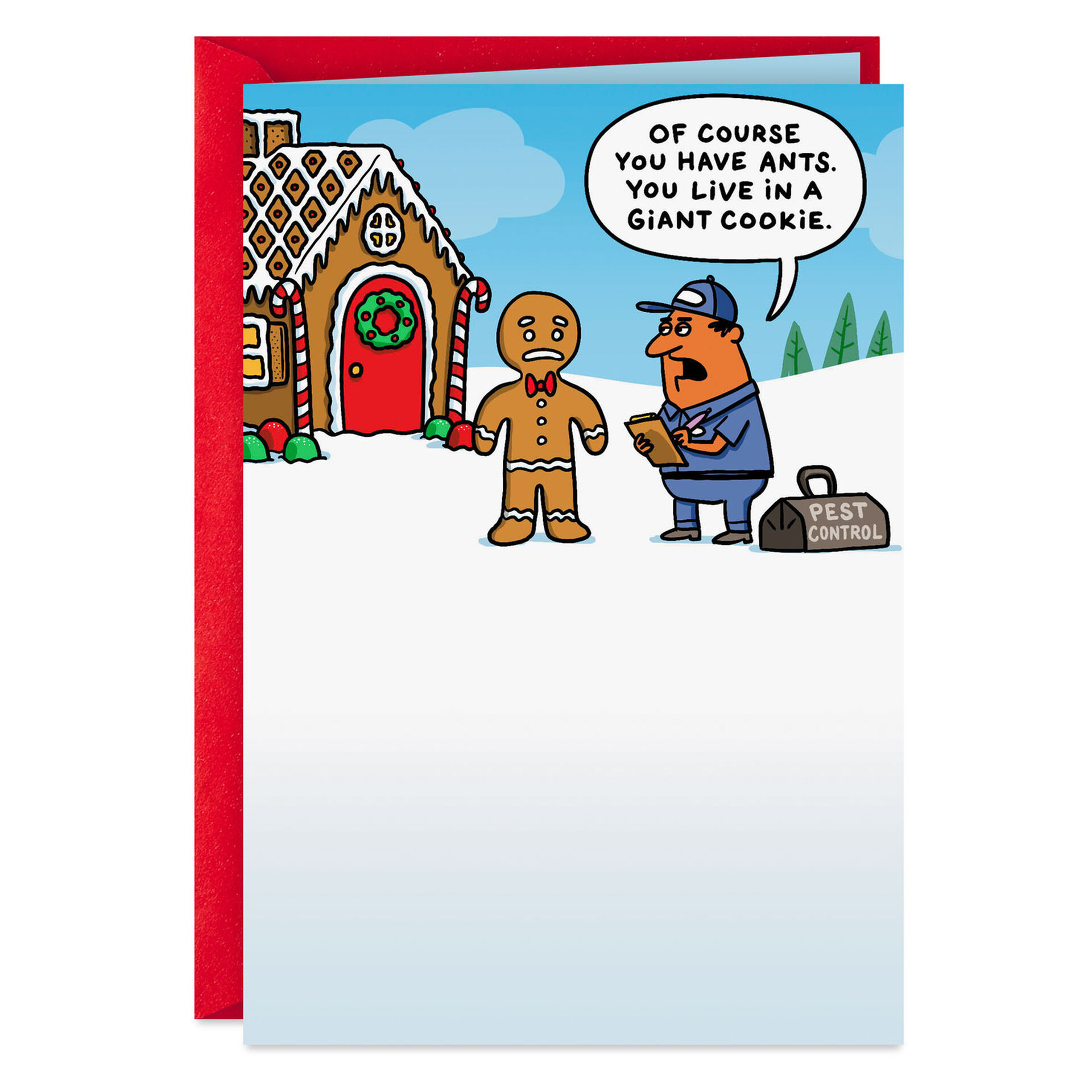 Gingerbread Man Pest Problems Funny Christmas Card Greeting Cards