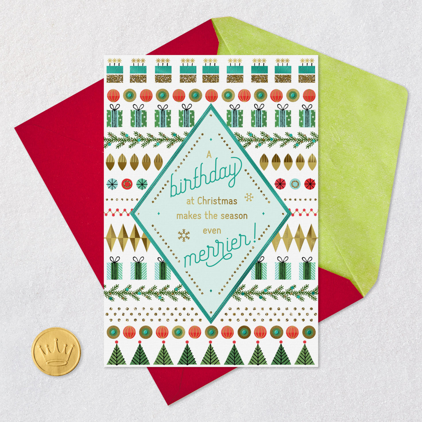 Merry Wishes Christmas Birthday Card, , large image number 5