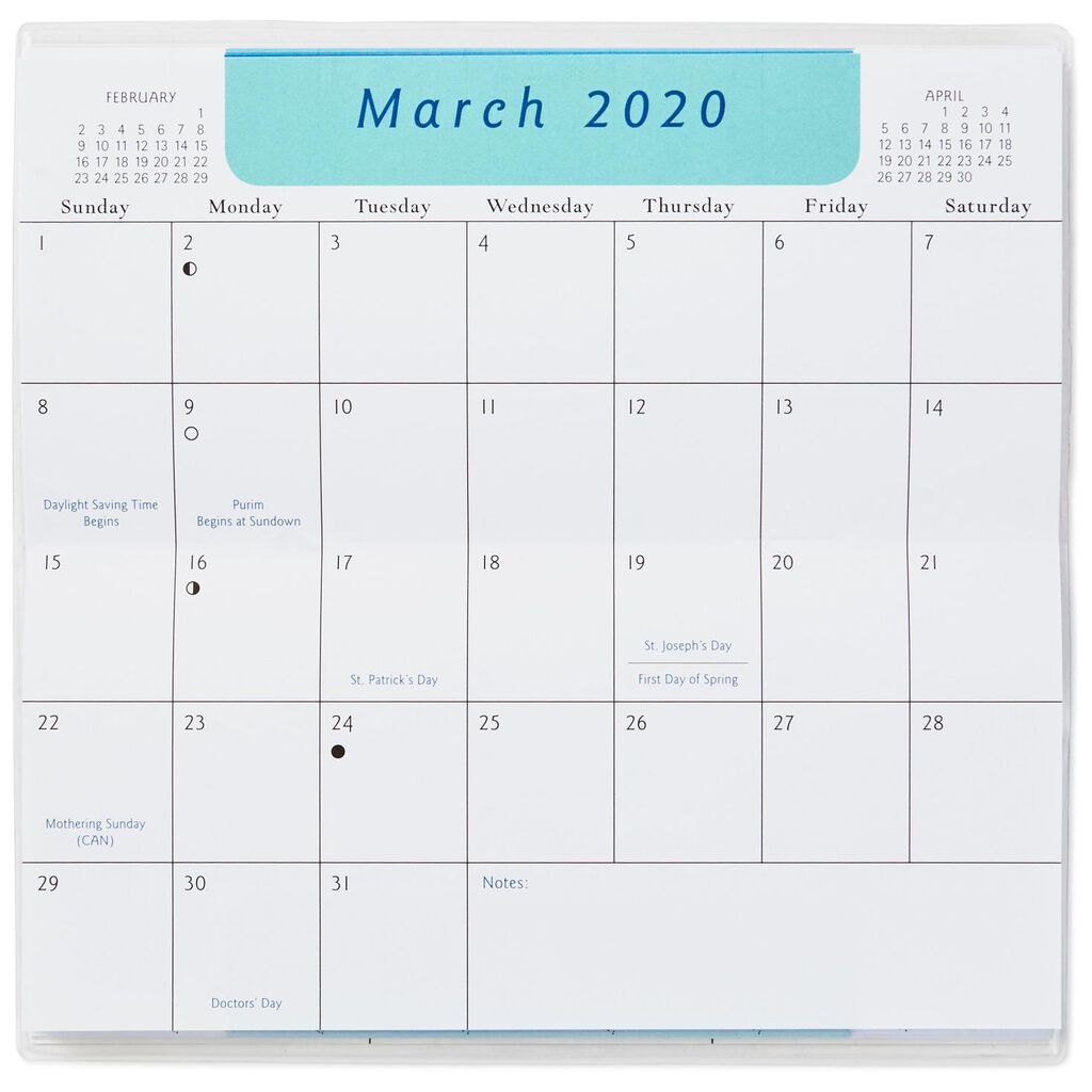 Blue wash monthly calendar planner 2019 2020 calendars hallmark