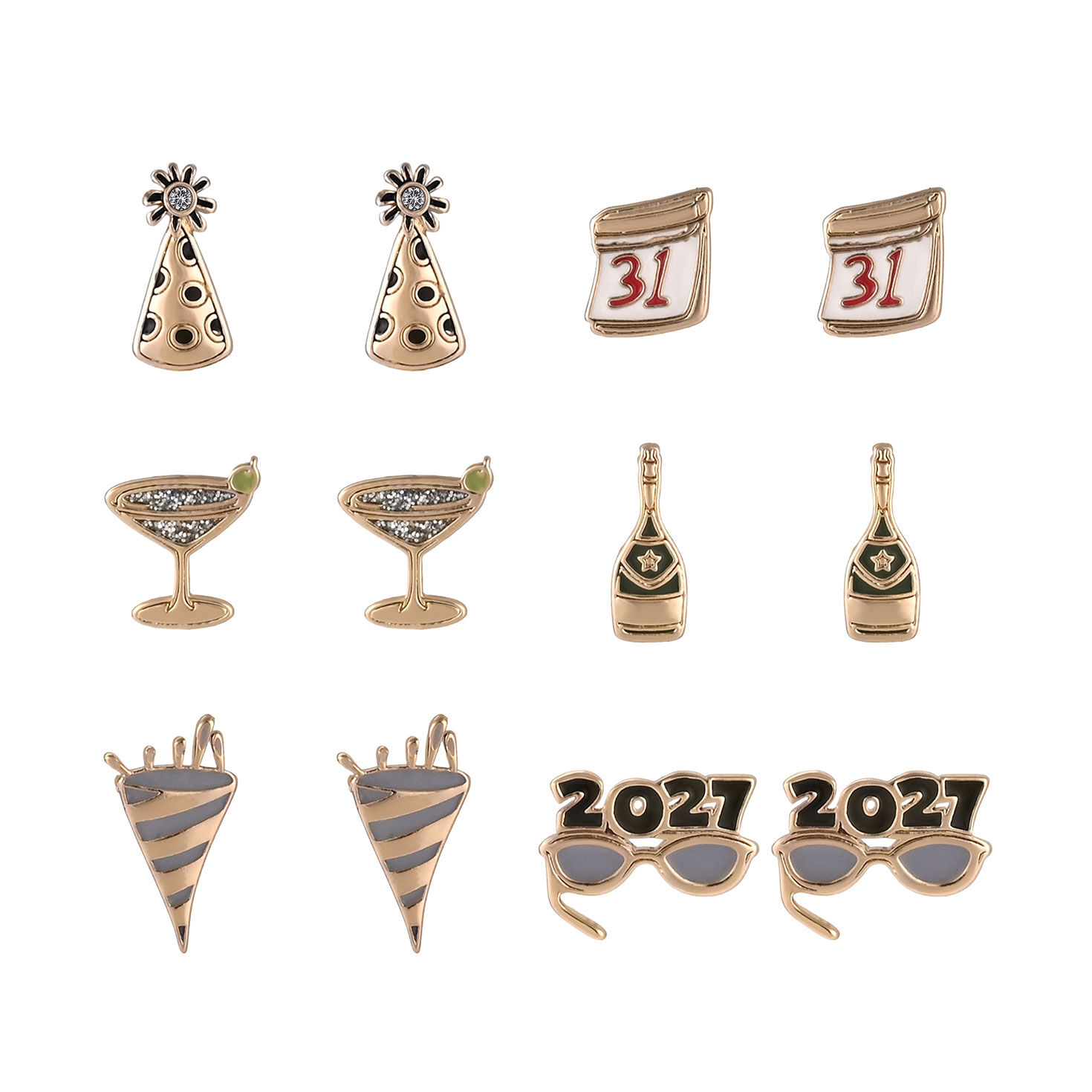6-pair New Year's Eve Earring Set front image number 3
