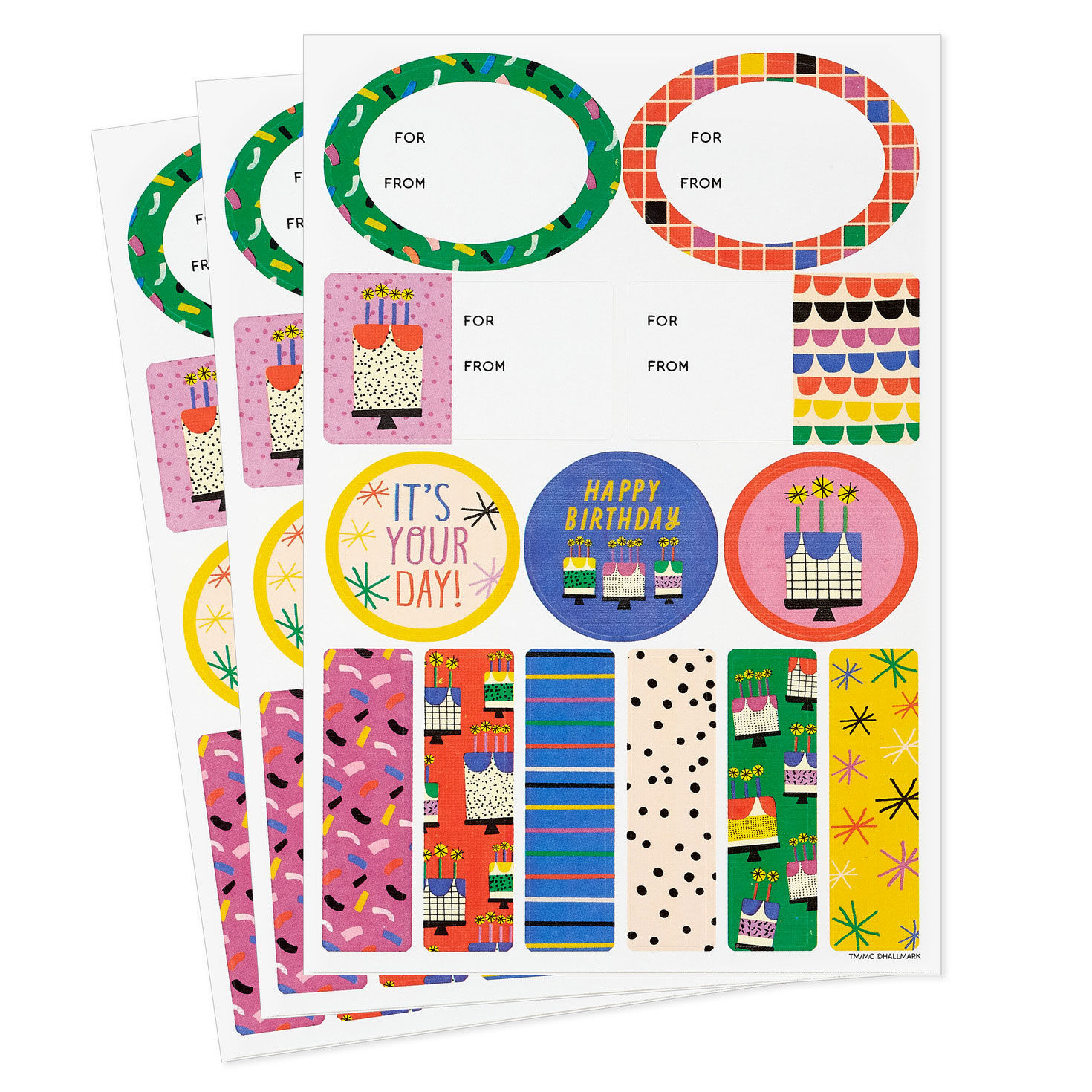 Vanilla-Scented Colorful Birthday Gift Tags and Stickers, 3 sheets