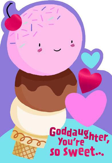 Ice Cream Cone Valentine's Day Card for Goddaughter
