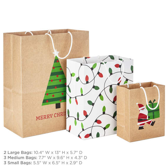 Merry Mix 8-Pack Christmas Gift Bags, Assorted Sizes and Designs, , large image number 3