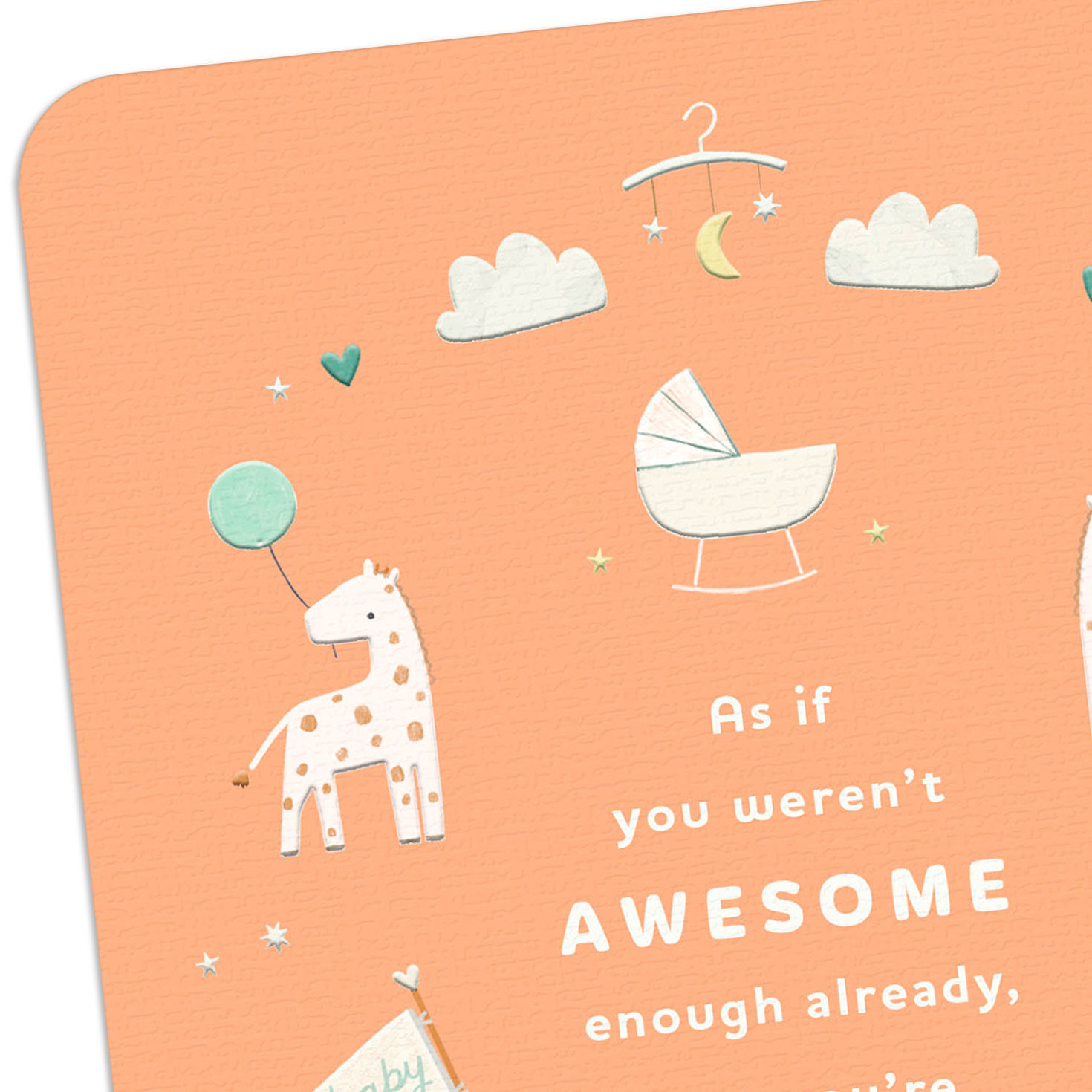 Peach Animals New Baby Shower Card Card Front Detail image number 4