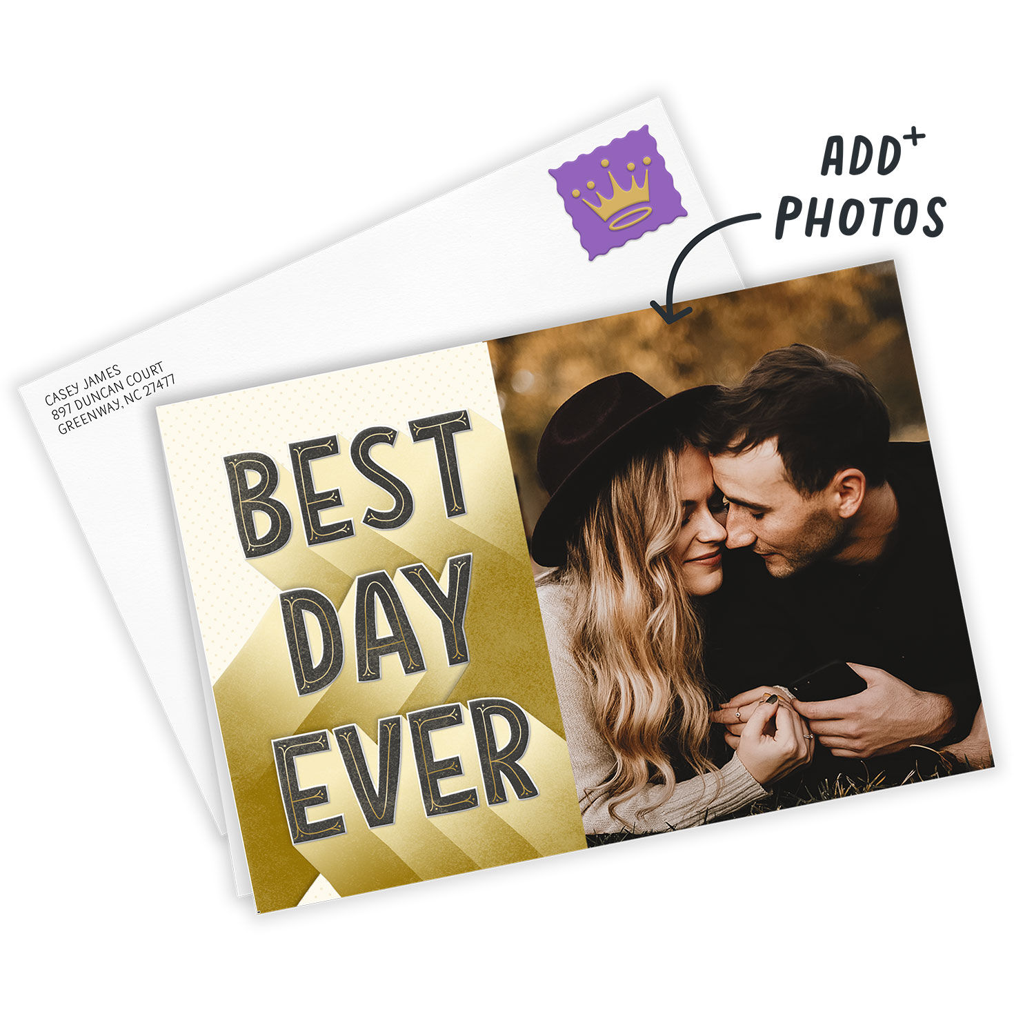 Personalized Gold Best Day Ever Photo Card  image number 2