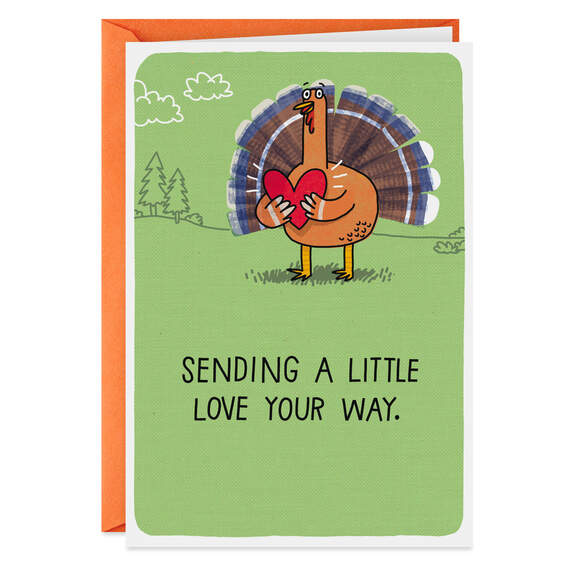 Turkey Sending a Little Love Thanksgiving Card, , large image number 1