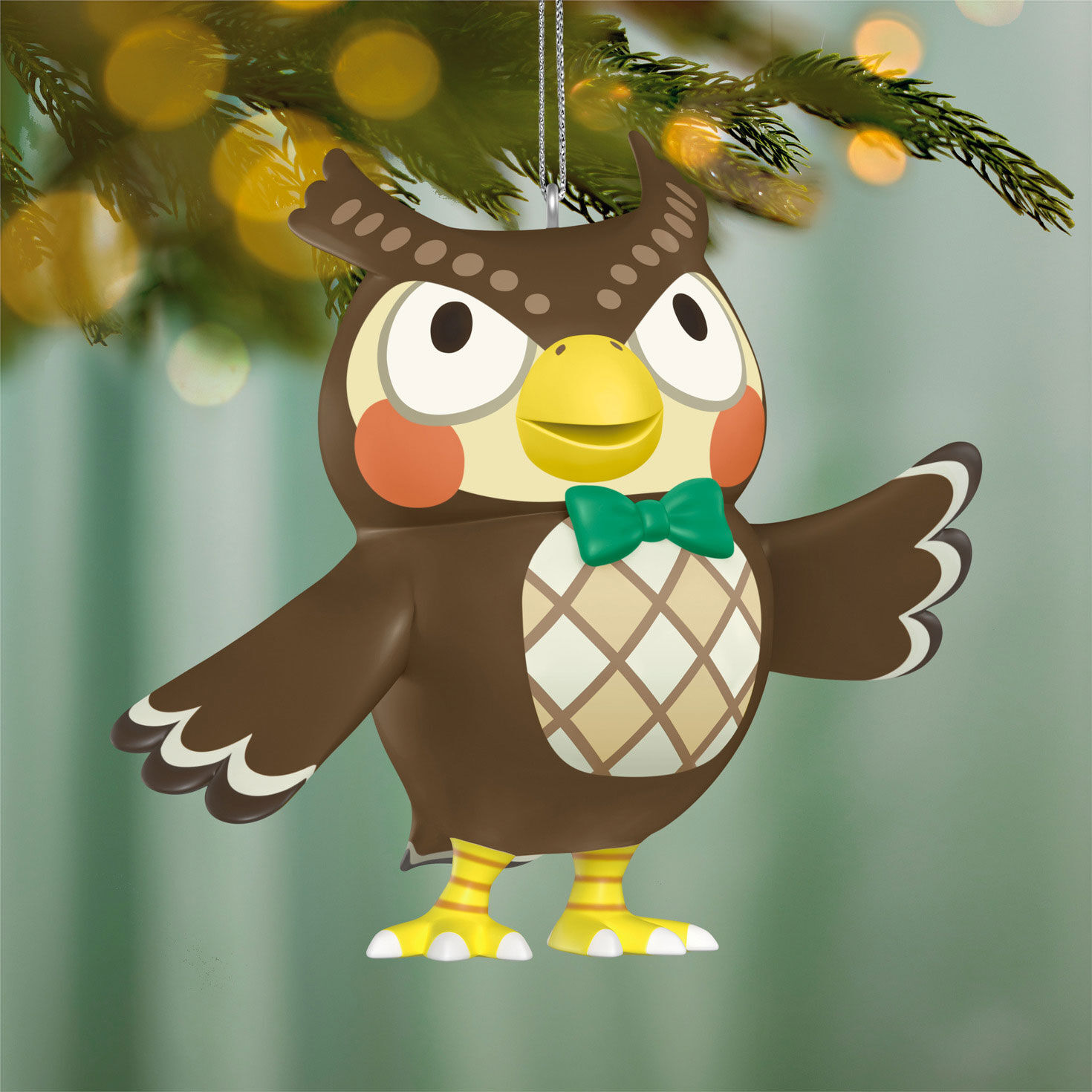 Animal Crossing Owl Keepsake Ornament hanging on tree image number 2