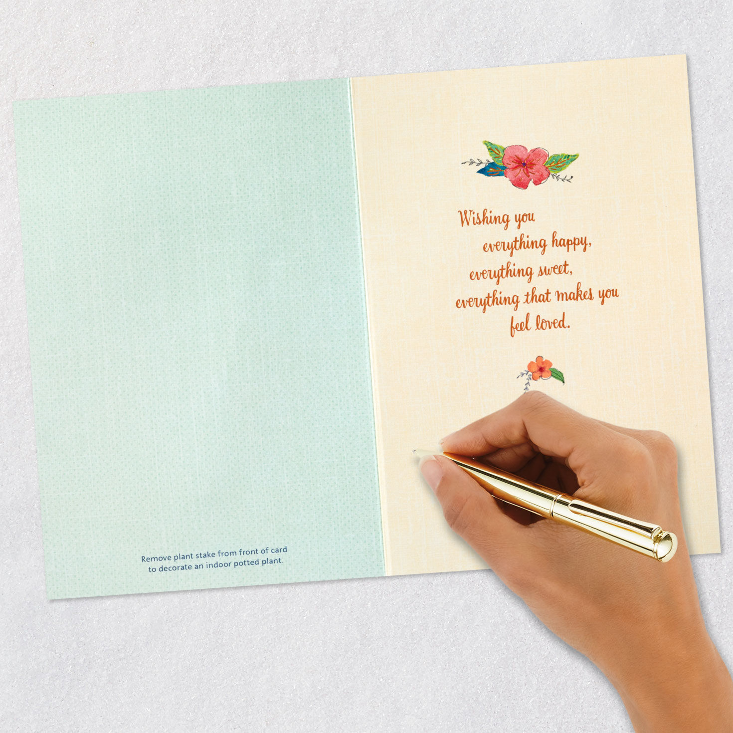 Flower Basket Mother's Day Card With Plant Stake signing card image number 7