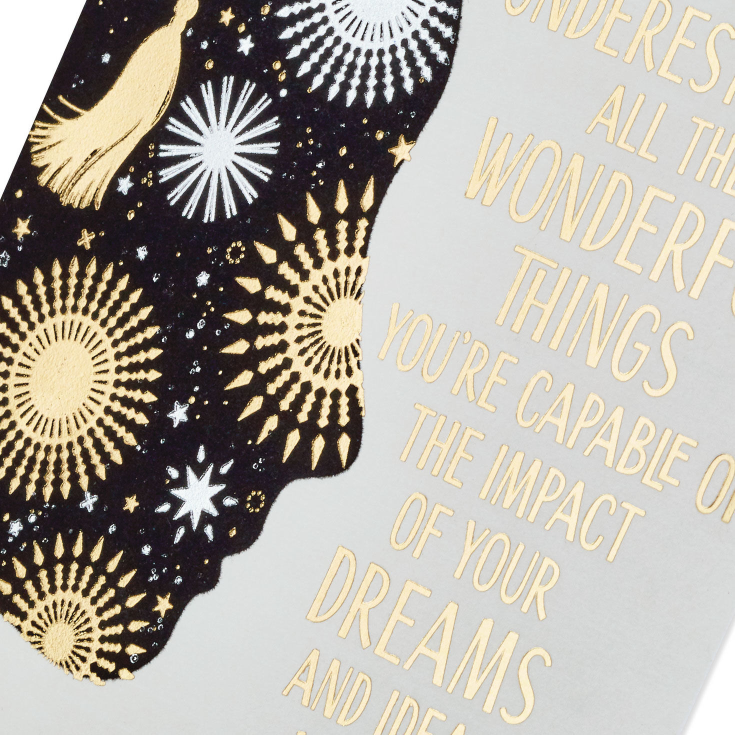 Black and Gold Starry Silhouette Graduation Card card front detail image number 4