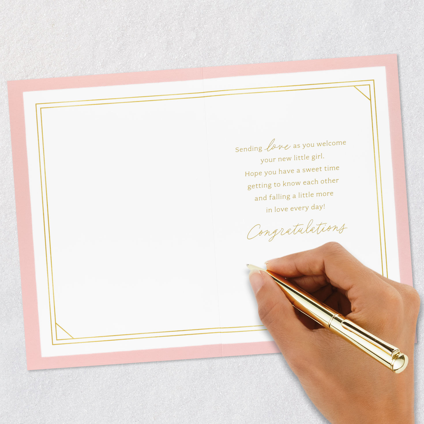 Floral Letters New Baby Girl Congratulations Card Signing card image number 6
