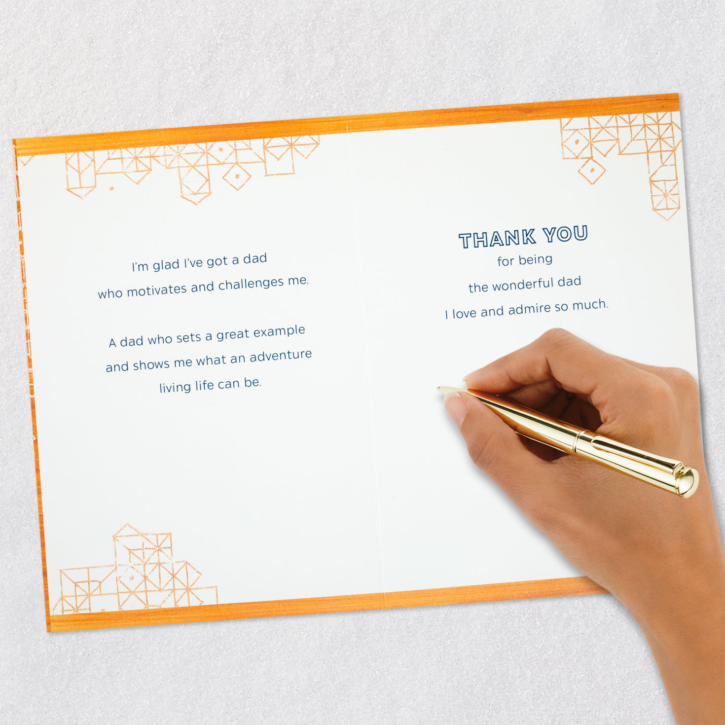 Patterns on Wood Dad Father's Day Card From Son Signing card image number 7