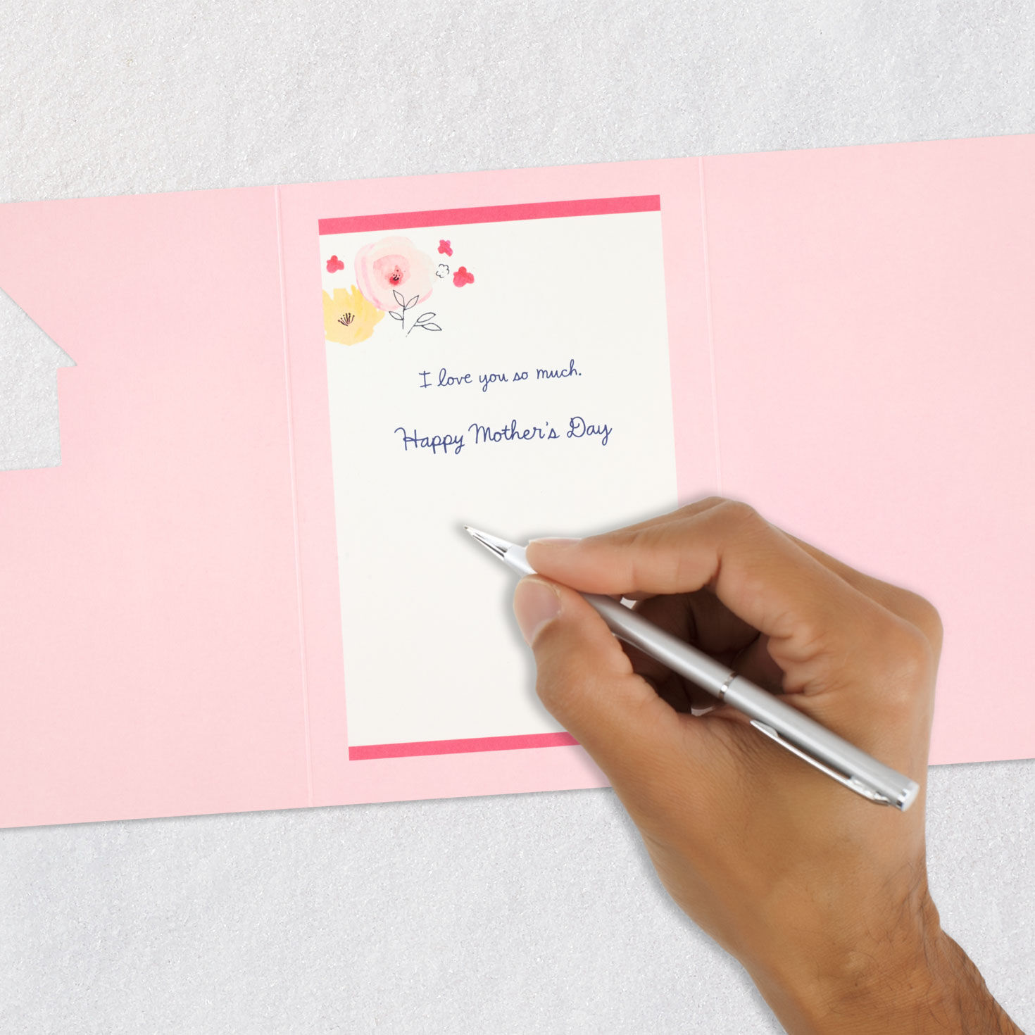 Folk Art Bird and Flowers Mother's Day Card for Wife signing card image number 8