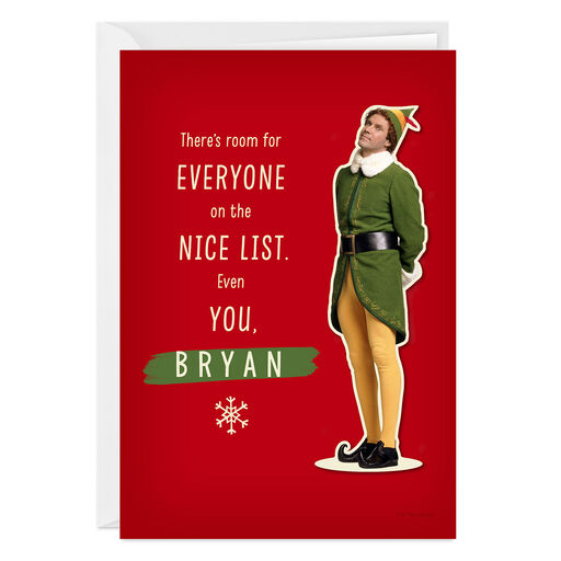 Elf Buddy the Elf™ Nice List Funny Folded Christmas Photo Card, 