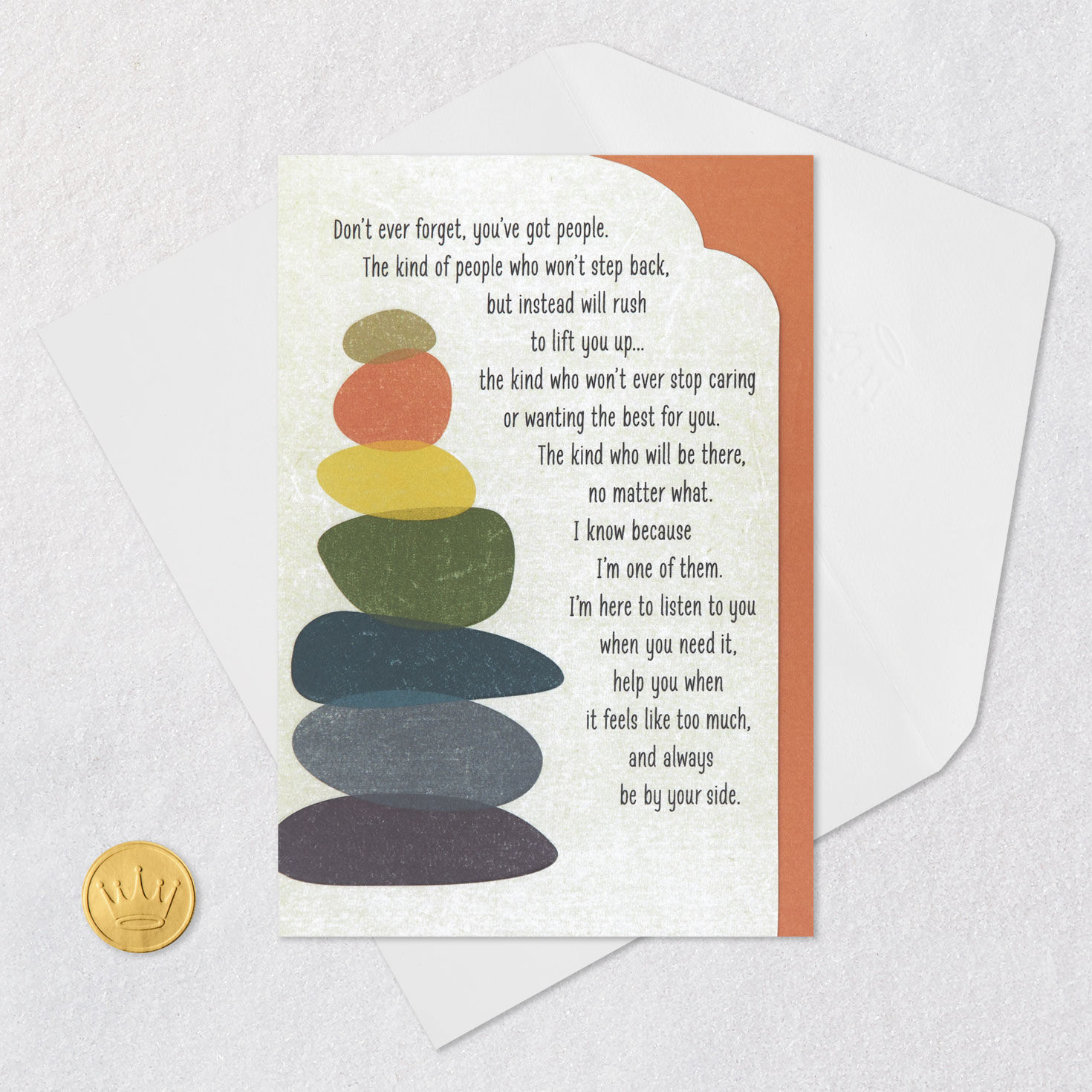 Stacked Stones Between You and Me Encouragement Card Card Front with Envelope and Gold Seal image number 6